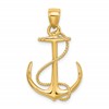 14K 3-D Polished and Textured Anchor with Rope Charm