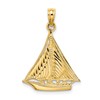 14K Polished and Textured Sailboat Charm