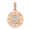 14K Rose and White Gold Mini Nautical Compass Pendant