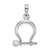 14K White Gold 3-D Small Shackle Link with Moveable Screw Charm