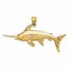 14K Large 3-D Polished and Satin Swordfish Charm