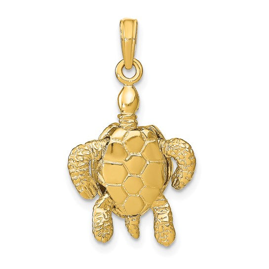 14K Gold 3-D Sea Turtle with Moveable Head and Legs Charm