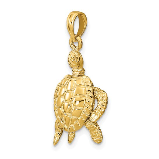 14K Gold 3-D Sea Turtle with Moveable Head and Legs Charm