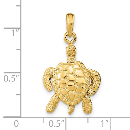 14K Gold 3-D Sea Turtle with Moveable Head and Legs Charm
