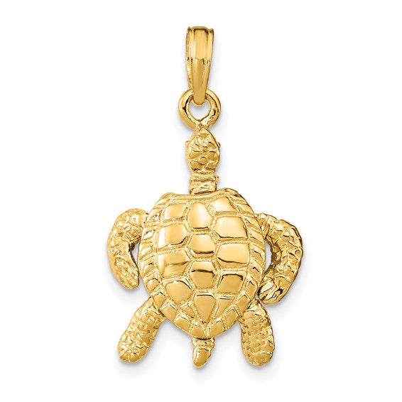 14K Gold 3-D Sea Turtle with Moveable Head and Legs Charm
