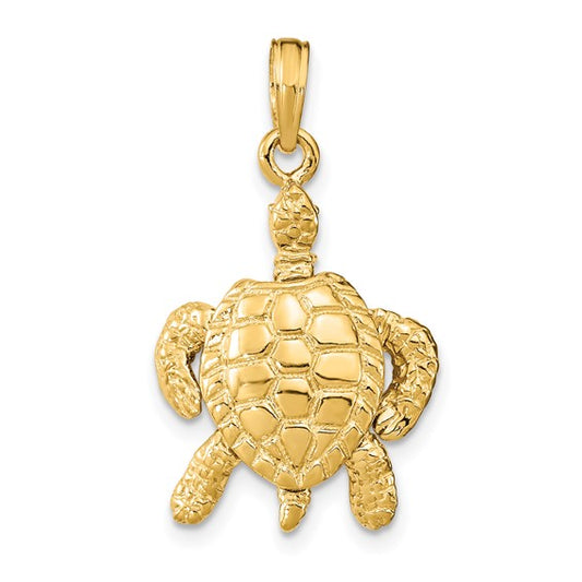 14K Gold 3-D Sea Turtle with Moveable Head and Legs Charm