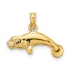 14K 3-D Polished Swimming Manatee Charm