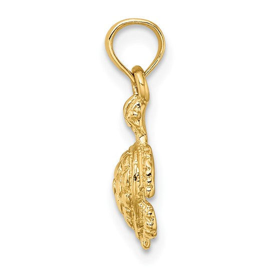 14K Gold Textured Sea Turtle Charm
