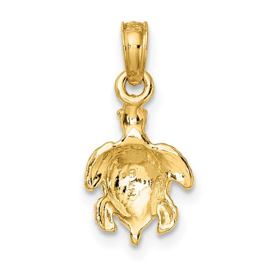 14K Gold Textured Sea Turtle Charm