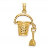 14K 3-D OCEAN CITY Bucket with Moveable Shovel Charm