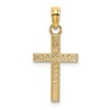 14K Textured Center Block Cross Charm