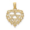 14K Textured Star Of David In Scalloped Heart Charm