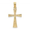 14K Textured Cross with Flared Tips Charm