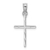 14K White Gold Diamond-cut and Polished Cross Charm