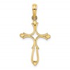 14K Cross Cut-Out and Polished Cross Charm