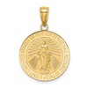 14K Polished and Satin Miraculous Medal Round Charm