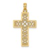 14K Polished Square Cross with Heart Design Charm
