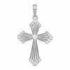14K White Gold Cut-Out Stripes Cross with Heart Charm