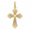 14K Cut-Out Stripes Cross with Heart Charm