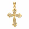14K Diamond-cut Cut-Out Stripes Cross with Heart Charm