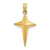 14K 2-D Polished Triangle Tipped Cross Charm