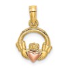 14k Two-Tone Claddagh with Heart Charm