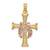 14l Two-Tone Textured Finish Cross with Drape Charm
