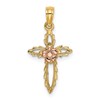 14k Two-tone Cut-Out Cross with Flower Charm