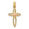 14k Two-Tone Cross with Heart Charm