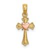 14k Two-Tone Cross with Heart Charm