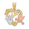 14k Two-tone and White Rhodium AMOR Heart with Doves Charm