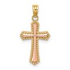 14K Two-tone Beaded Trim Cross Charm