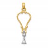 14k Two-Tone 3-D Stethoscope Pendant
