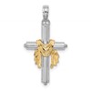 14K Two-Tone Cross with Drape Charm