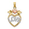 14k Two-Tone with White Rhodium LOVE Inside Heart Pendant