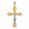 14k Two-Tone Textured Crucifix Charm