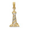 14K and White Rhodium 3-D Lighthouse Charm