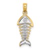 14K and White Rhodium 3-D Fishbone Charm