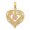14k Yellow and Rose Flower in Heart Charm