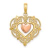 14k Yellow and Rose Heart Dangle with Lace Border Charm