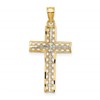 14K and White Rhodium Cross Charm