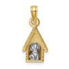 14k Two-tone 3-D Dog Inside Dog House Charm