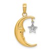 14k Two-Tone Half Moon with Moveable Dangle Star Charm