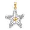 14K with White Rhodium Diamond-cut Starfish with Star Charm