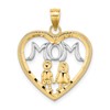14k with White Rhodium MOM Heart with 2 Kids Charm