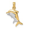 14K and White Rhodium 2-D Polished Dolphins Charm
