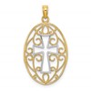14K with White Rhodium Beaded Filigree Cross Charm