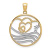 14k and White Rhodium Sunset/Hearts/Water in Circle Charm