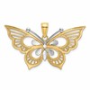 14k Two-tone Diamond-cut Butterfly Charm