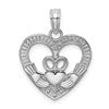 14K White Gold Polished and Textured Heart Claddagh Charm